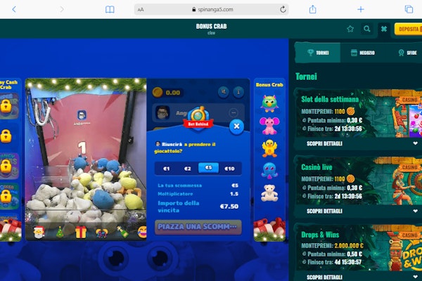 Puntate disponibili bonus Crab