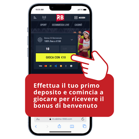 Smartphone che illustra come effettuare un deposito
