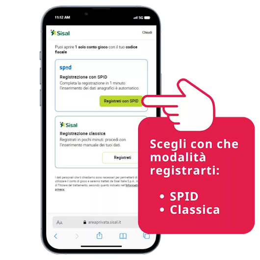 Seleziona il metodo di registrazione
