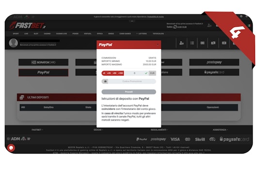Come effettuare il primo deposito su Fastbet