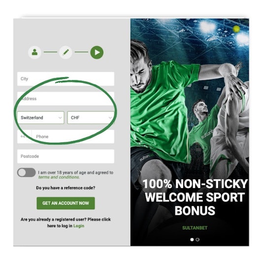 Secondo passaggio: completamento della registrazione su Sultanbet.