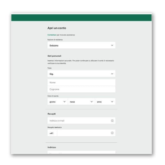 Registrazione bet365 Svizzera con dati personali