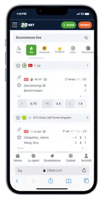 Scommesse sportive su 20 Bet