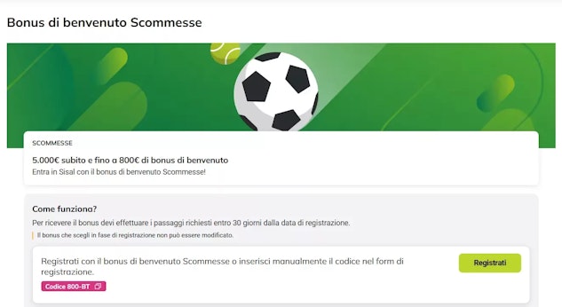 Bonus benvenuto sport sisal