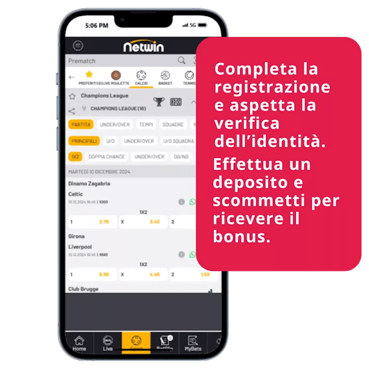 Per registrarsi su Netwin, assicurati di verificare la tua identità, effettuare un deposito e iniziare a scommettere.