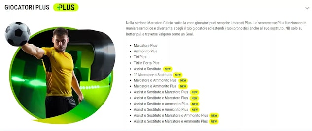 Con Lottomatica ora puoi scommettere su una serie ampliata di mercati.