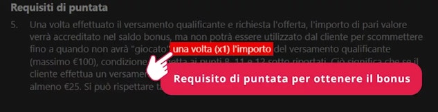 Verifichiamo ora le restrizioni sulle scommesse valide ai fini dei requisiti di puntata, iniziando dalle quote minime. In questo caso, per soddisfare i requisiti, dovresti puntare a quote pari o superiori a 1.50.