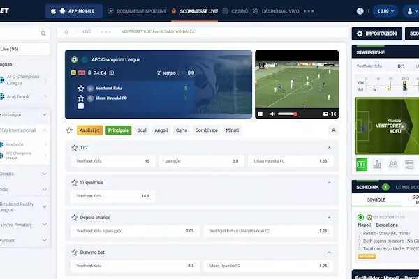 Segui eventi sportivi in diretta su 20 Bet