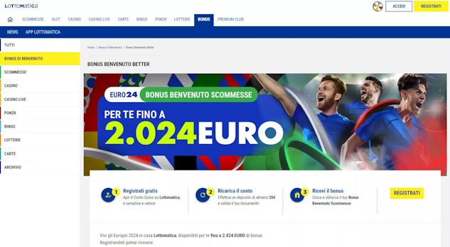 Scopri il nuovo bonus di benvenuto su Lottomatica per Euro 2024