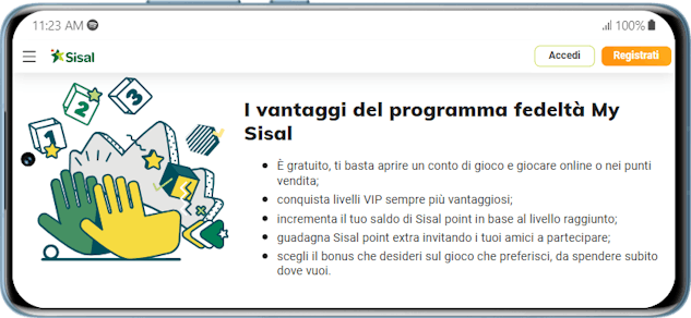 Programma di fedeltà MySisal su dispositivi mobili
