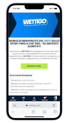 Generoso incentivo sul tuo primo deposito.