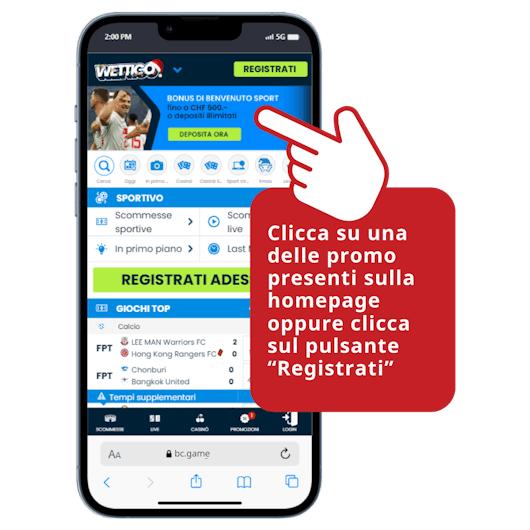 Screenshot che mostra il modulo di registrazione su Wettigo.