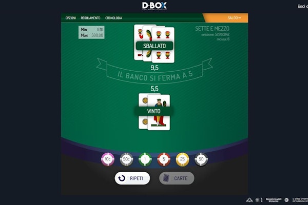 Screenshot sette e mezzo sisal