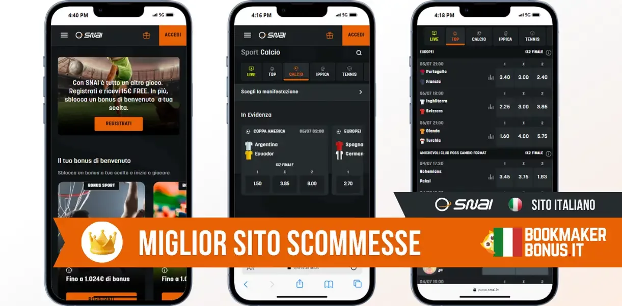 Snai: il miglior bookmaker italiano nel 2025.
