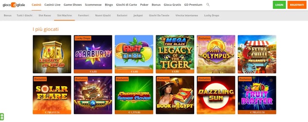 Un'ampia scelta di slot su Gioco Digitale.