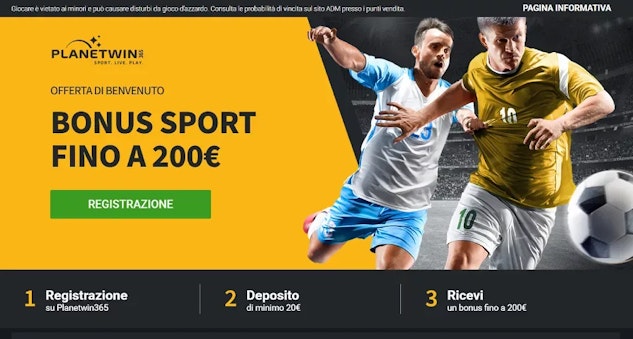 Immagine del bonus di benvenuto per le scommesse sportive di Planetwin365