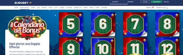 Eurobet calendario dei bonus natalizi 2024