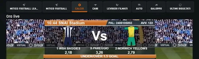 Scommesse virtuali su Snai