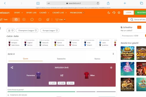 Sezione live betsson