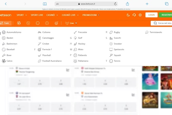 Gli sport su betsson