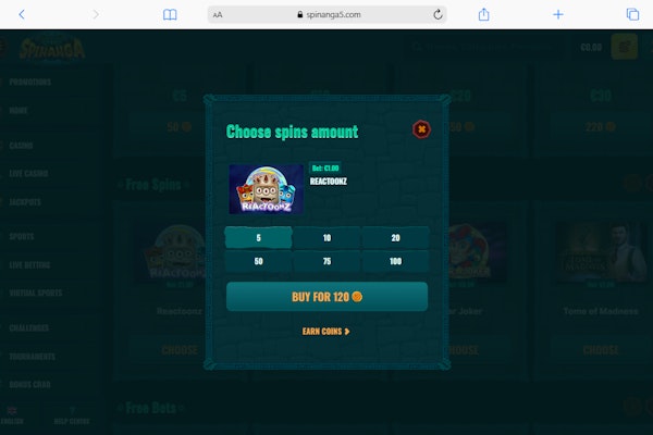 Acquista free spin sul negozio