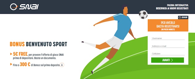 Snai apri un conto scommesse online